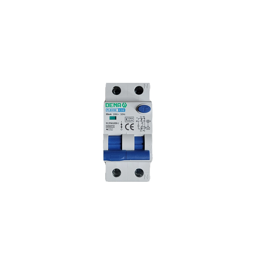 کلید مینیاتوری تک فاز محافظ جان 32 آمپر مگنتیک (RCBO)(DENA)10000A - 2