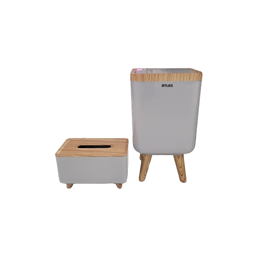 دستمال و سطل پایه بلند مدل ژیوار طرح چوب کد 223 (اطلس)