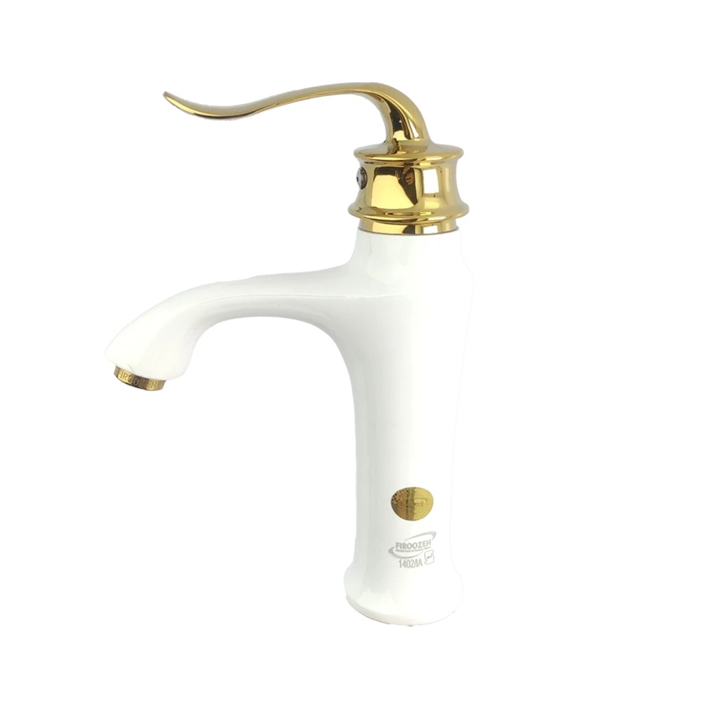 شیر روشویی آیدا سفید طلایی (فیروزه)