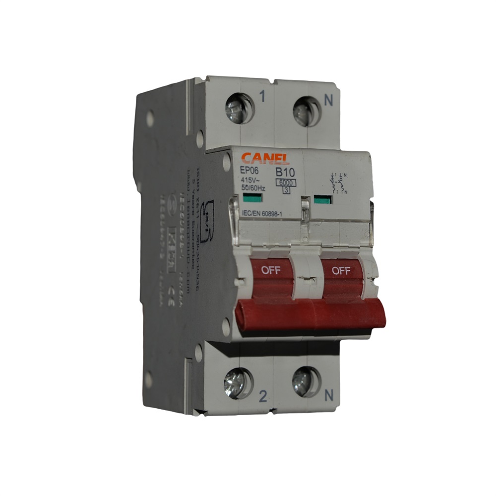 کلید مینیاتوری تک فاز 10 آمپر (N+1P) دوپل(canele) تیپ B (پنج سال گارانتی تعویض)