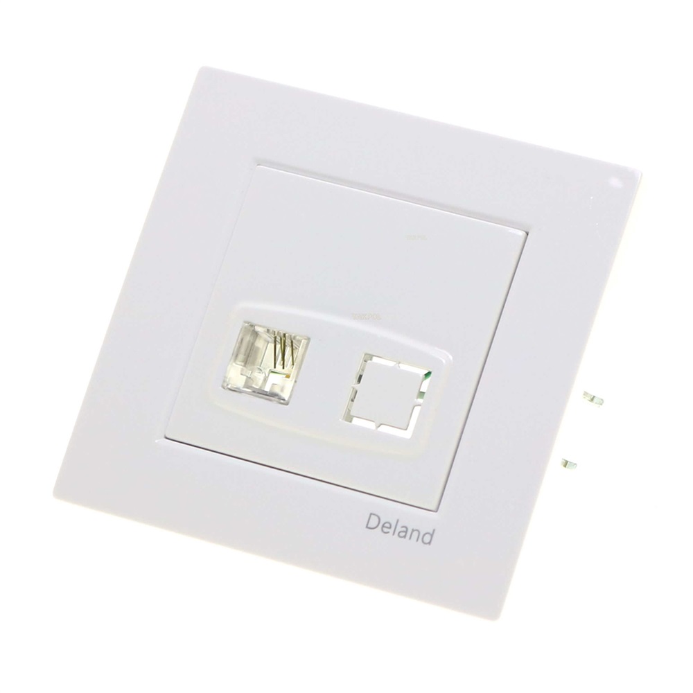 سوکت تلفن تک سوکت دو خط آسا سفید(دلند)