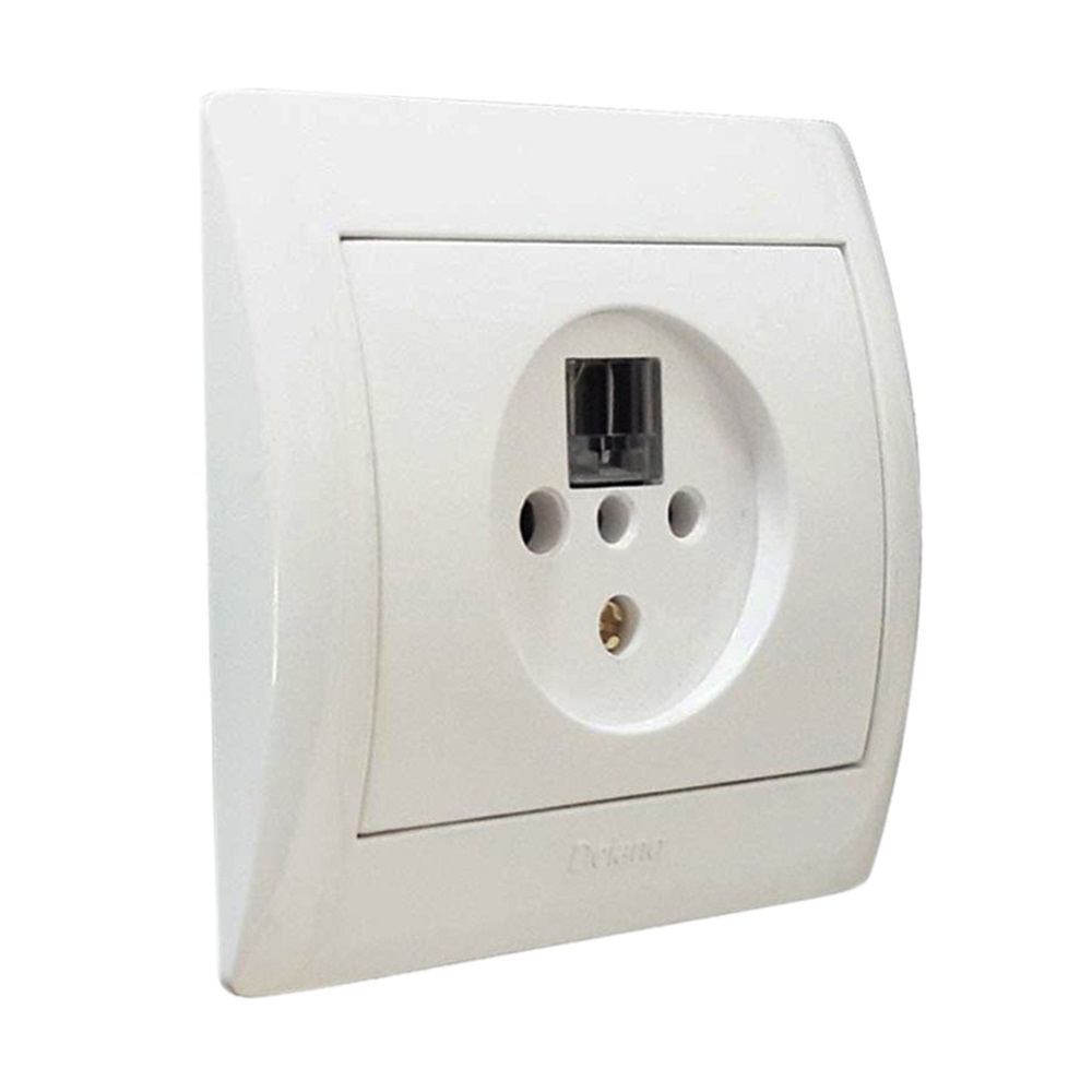 پریز توکار تلفن دوکاره آریا سفید (دلند)