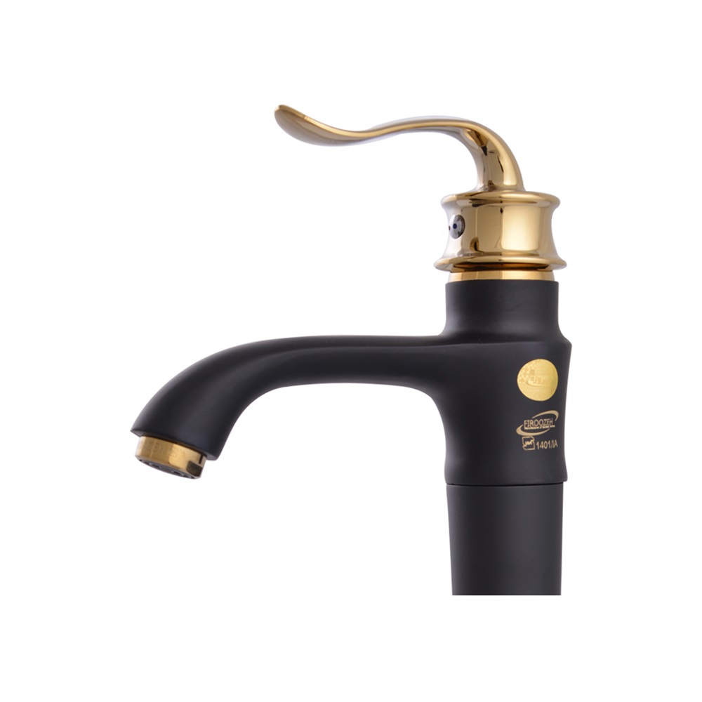 شیر روشویی پایه بلند آیدا مشکی طلایی (فیروزه) - 4