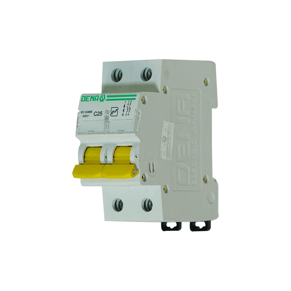 کلید مینیاتوری تک فاز دو پل  25 آمپر (DENA)  تیپ C (پنج سال ضمانت تعویض)